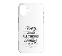 Carcasa para iPhone 16 Plus Pray More Worry Less Christian - Versículo bíblico Inspirador