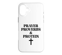 Carcasa para iPhone 16 Plus Prayer Warrior Proverbs & Protein Shakes Jesus Weights Faith