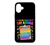 Carcasa para iPhone 16 Plus Pregúntame sobre mi Agenda Gay Orgullo LGBT Divertido