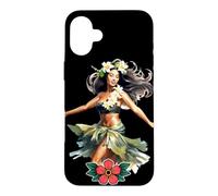 Carcasa para iPhone 16 Plus Pretty Hawaiian Hula Pin-Up Girl Acuarela