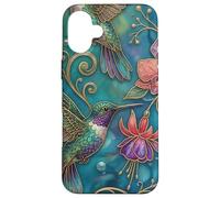 Carcasa para iPhone 16 Plus Pretty Hummingbird Bird Floral Ornate Art
