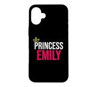 Carcasa para iPhone 16 Plus Princesa Emily Niñas Mujeres Rosa Blanco Negro Diseño