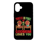 Carcasa para iPhone 16 Plus Princesa Príncipe Dios Mamá Te Ama Negro Baby Shower Género