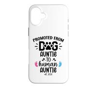 Carcasa para iPhone 16 Plus Promoted from Dog Auntie to Human Auntie 2026 1st Time Aunt