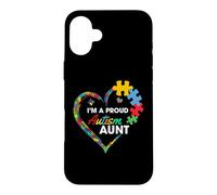 Carcasa para iPhone 16 Plus Proud Autism Aunt Heart Puzzle Piece Awareness Support