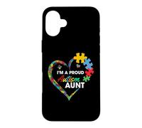 Carcasa para iPhone 16 Plus Proud Autism Aunt Puzzle Heart Awareness Support