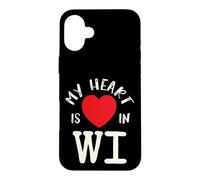 Carcasa para iPhone 16 Plus Proud State My Heart Is In WI Wisconsin