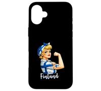 Carcasa para iPhone 16 Plus Proud Strong Finnish Girl Woman Girlfriend Finland Flag