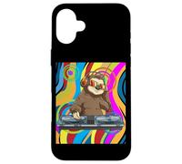 Carcasa para iPhone 16 Plus Psicodélico DJ Sloth Techno EDM Música Dance