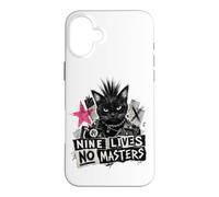 Carcasa para iPhone 16 Plus Punk Cat Nine Lives No Masters Mohawk Anarchy