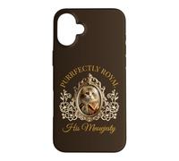 Carcasa para iPhone 16 Plus Purrfectly Royal Meowjesty Retrato de Gato rococó Barroco Divertido