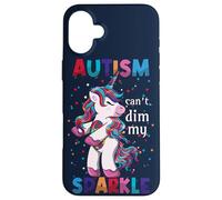 Carcasa para iPhone 16 Plus Puzzle Autism Can't Dim My Sparkle Unicorn Puzzle Concienciación sobre el Autismo