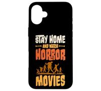 Carcasa para iPhone 16 Plus Quédate en casa y mira películas de Terror Zombies Funny Halloween