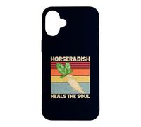 Carcasa para iPhone 16 Plus Rábano Picante Cura el Alma Retro Comida Juego de Palabras Vintage Comida Broma
