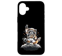 Carcasa para iPhone 16 Plus Raccoon Astronaut On The Moon with Rocket Retro Space Iconic