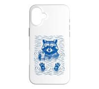 Carcasa para iPhone 16 Plus Raccoon Bath Water Swimming Ripples Cool Raccoon Face