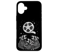 Carcasa para iPhone 16 Plus Raccoon Howling At Movie Film Reel Moon