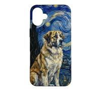 Carcasa para iPhone 16 Plus Rafeiro do Alentejo Perro Van Gogh Noche Estrellada