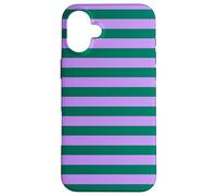 Carcasa para iPhone 16 Plus Rayas horizontales Preppy a Rayas Verde Esmeralda y Lila