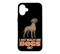 Carcasa para iPhone 16 Plus Realmente Me Gustan los Perros Ok Amante de los Animales Lindo Gran Danés