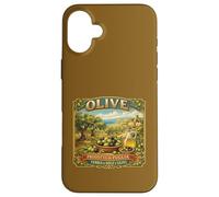 Carcasa para iPhone 16 Plus Recuerdo Vintage del mar mediterráneo con Etiqueta de Caja de Olivo Puglia