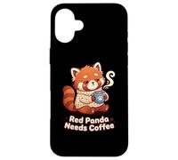 Carcasa para iPhone 16 Plus Red Panda Needs Coffee Red Panda Girls Kids