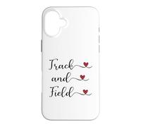 Carcasa para iPhone 16 Plus Regalo tipográfico manuscrito con corazón de Pista y Campo