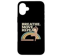 Carcasa para iPhone 16 Plus Respiración Movimiento Repetir Yoga Pose Rainbow