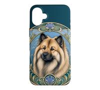 Carcasa para iPhone 16 Plus Retrato Floral Art Nouveau Perro Eurasier