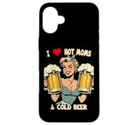 Carcasa para iPhone 16 Plus Retro I Love Hot Moms y Cold Beer