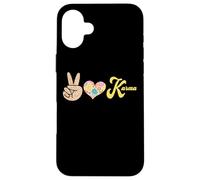 Carcasa para iPhone 16 Plus Retro Leopardo Paz Corazón Karma Boho Espiritual