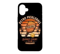 Carcasa para iPhone 16 Plus Retro Pickleball Sunset Court Club Ropa Vintage