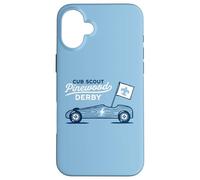 Carcasa para iPhone 16 Plus Retro Pinewood Derby Cub Scouts Racer Race Car Logo