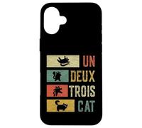 Carcasa para iPhone 16 Plus Retro Un Deux Trois Gato Divertido Gato Vintage Gatito Amante
