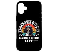 Carcasa para iPhone 16 Plus Retro Work Hard Better Life Tri Color Cavalier Dog Mom