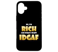 Carcasa para iPhone 16 Plus Rich Costume Idgaf Meme Personalized Wealthy Person Success