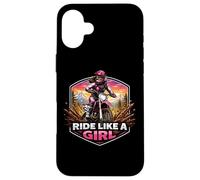 Carcasa para iPhone 16 Plus Ride Like A Girl Dirt Bike Rider Motocross Motocross Motocicleta Mujer