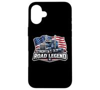 Carcasa para iPhone 16 Plus Road Legend, Conductor de semirremolque Estadounidense Trucker Truckie, EE. UU.
