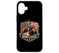 Carcasa para iPhone 16 Plus Rockin In The USA President Guitar Día de la Independencia Americana