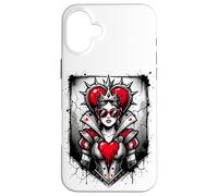 Carcasa para iPhone 16 Plus Rojo Reina de Corazones Corona Rebelde Gafas de Sol Poker Card Mujeres