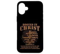 Carcasa para iPhone 16 Plus Rooted in Christ Shirt Christian Shirt for Men Cross Shirt