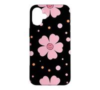 Carcasa para iPhone 16 Plus Rosa Happy Flower Ditsy Black Flowers Floral