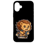 Carcasa para iPhone 16 Plus Rugby Lion Sprint Mascota De Dibujos Animados
