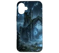 Carcasa para iPhone 16 Plus Ruinas góticas, Lluvia de meteoritos, diseño de fantasía Celestial