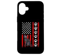 Carcasa para iPhone 16 Plus Russian Blue Cat 4th of July Patriotic American Flag Paws