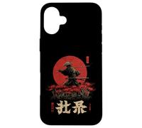 Carcasa para iPhone 16 Plus Samurai Guerrero Rojo Araña Lirio Flor Anime Otaku Japonés