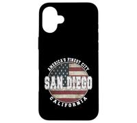 Carcasa para iPhone 16 Plus San Diego California, Bandera Americana Vintage