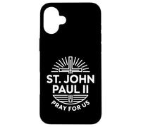 Carcasa para iPhone 16 Plus San Juan Pablo II Ruega por Nosotros Cruz Cristiana Católica