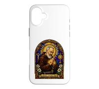 Carcasa para iPhone 16 Plus San Padre Pío Católico Devocional Gótico Mosaico Icono Arte