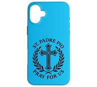 Carcasa para iPhone 16 Plus San Padre Pío Reza por Nosotros Católica Santa Cruz Devoción